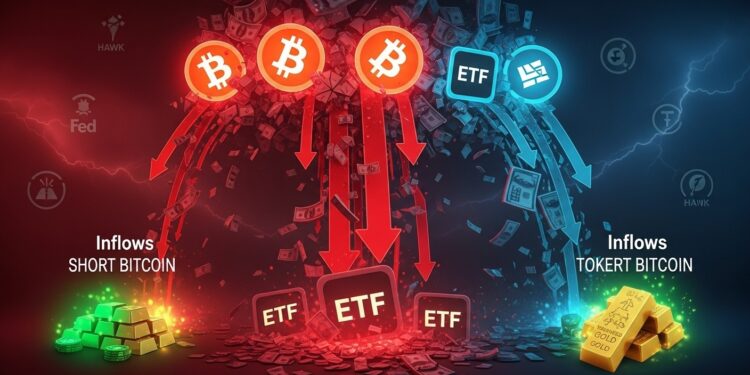 Sortie Massive de 1,7 Milliard : Les Fonds Bitcoin à l’Épreuve - Viral Mag Les fonds crypto enregistrent 17 milliard de dollars de sorties hebdomadaires effaçant les entrées de 2025 Bitcoin sous son prix moyen dachat ETF sentiment investisseurs en chute libre Analyse complète Viral Mag