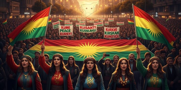 Soutien Kurde à l’Accord Syrie : Vigilance à Diyarbakir - Viral Mag À Diyarbakir des milliers de Kurdes expriment un soutien prudent à laccord entre le Rojava et Damas Entre espoir méfiance et revendications la communauté suit lapplication de près Viral Mag