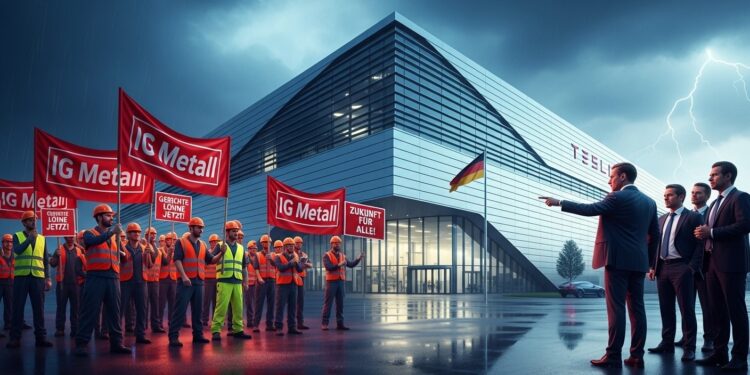 Tension Tesla Allemagne : IG Metall Porte Plainte Contre la Direction - Viral Mag Le syndicat IG Metall attaque en justice la direction de lusine Tesla à Grünheide pour diffamation et entrave syndicale à lapproche délections cruciales du comité dentreprise Un conflit social majeur dans lindustrie automobile allemande Viral Mag