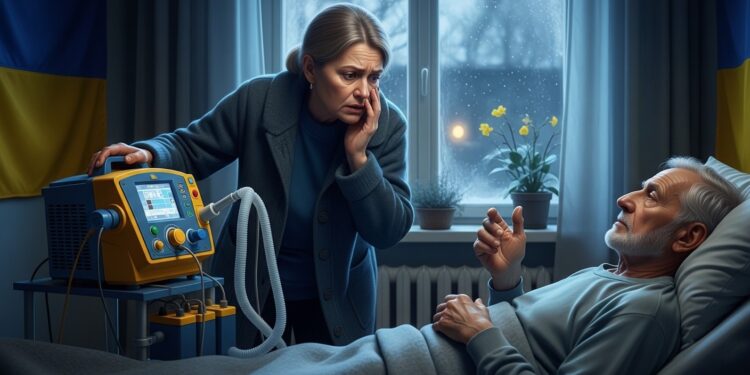 À Tcherniguiv Olena veille sur son mari paralysé par la SLA dépendant dun respirateur Les coupures électriques dues à la guerre menacent sa vie quotidiennement dans le froid extrême   Viral Mag