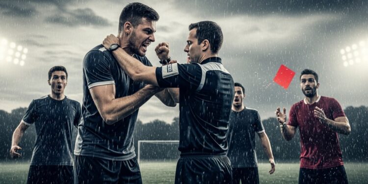 En plein match de foot un joueur agresse violemment un arbitre à coups de poing et de tête 12 ans de suspension ferme prononcés  un signal fort contre la violence dans le football amateur  Décryptage complet   Viral Mag