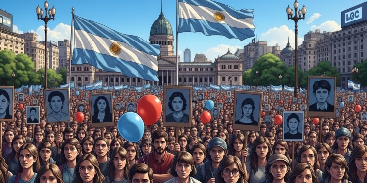 À Buenos Aires des dizaines de milliers de manifestants ont rempli la Place de Mai pour le 50e anniversaire du coup dÉtat de 1976 Entre mémoire collective et débats politiques intenses lArgentine revisite son passé douloureux sous le regard de Javier Milei   Viral Mag