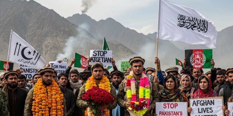 Des milliers dAfghans manifestent leur soutien aux troupes talibanes face aux attaques pakistanaises dénonçant les pertes civiles et la crise humanitaire aggravée par les combats frontaliers   Viral Mag