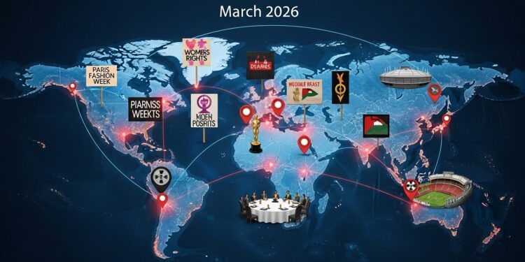 Découvrez lagenda international du 8 au 16 mars 2026  Journée des droits des femmes élections majeures sommets diplomatiques Oscars et tensions géopolitiques Les moments forts à ne pas manquer   Viral Mag