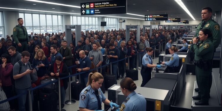 Face à un shutdown partiel impactant la TSA des agents de la police de limmigration américaine sont déployés dans 14 aéroports pour réduire les longues files dattente et soutenir la sécurité Une mesure controversée au cœur du blocage budgétaire   Viral Mag
