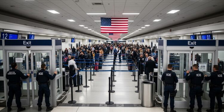 Agents ICE dans les Aéroports Américains Dès Lundi - Viral Mag Agents de limmigration déployés lundi dans les aéroports US pour aider la TSA face aux longues files dues au shutdown budgétaire Détails sur cette mesure durgence Viral Mag