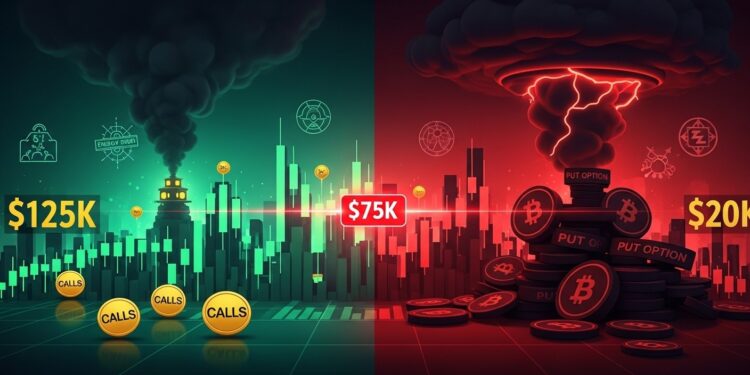 Bitcoin : Max Pain 75k et Puts 20k Révèlent la Peur Cachée - Viral Mag Découvrez pourquoi 596M$ de puts Bitcoin à 20k dominent malgré un max pain à 75k Analyse du sentiment haussier prudent face aux risques géopolitiques et macro avant lexpiration trimestrielle Viral Mag