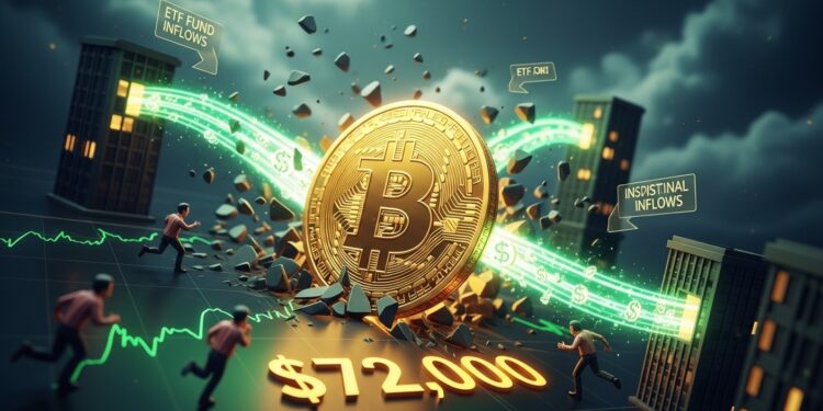 Le Bitcoin dépasse les 72 000 $ grâce à de forts inflows ETF et une couverture massive de shorts Analyse complète des drivers et perspectives marché en mars 2026   Viral Mag
