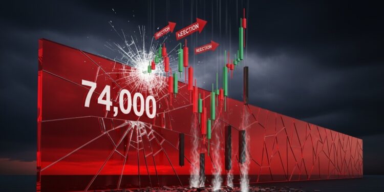Le Bitcoin a échoué à sinstaller au dessus des 74 000 $ confirmant un échec denchère majeur Analyse technique détaillée et perspectives baissières vers les 60 000 $ dans un marché en rotation corrective   Viral Mag