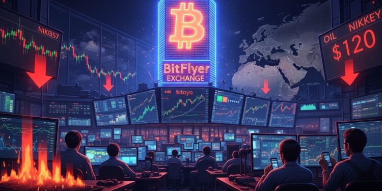 Le volume sur bitFlyer a bondi de plus de 200 en 24h alors que le pétrole frôle les 120$ et que le Nikkei seffondre Les Japonais se ruent sur le Bitcoin face à lincertitude macroéconomique   Viral Mag