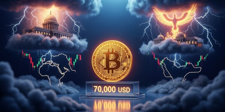 BTC Résiste à 70 000 $ : Signaux de Reset du Cycle Bitcoin - Viral Mag Bitcoin maintient les 70 000 $ malgré volatilité géopolitique et Fed Analystes détectent des similarités avec les fonds de cycle passés Décryptage des indicateurs clés et perspectives Viral Mag