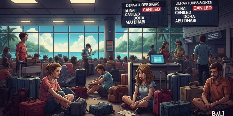 Des centaines de vacanciers sont coincés à Bali suite aux annulations massives de vols causées par le conflit au Moyen Orient Stress fatigue et incertitude règnent à laéroport de Ngurah Rai   Viral Mag