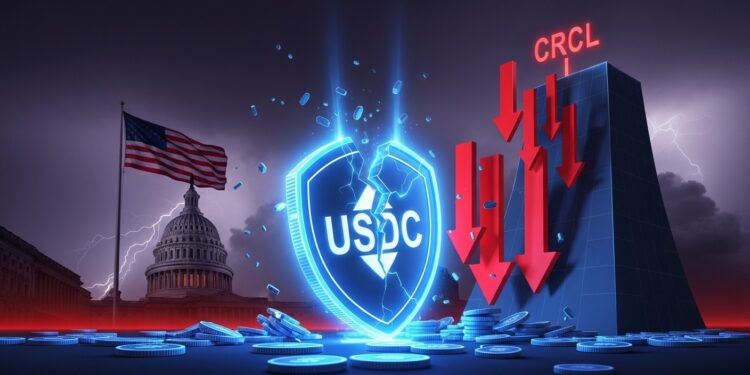 Le titre Circle CRCL seffondre de 22  après un projet de loi américain visant à interdire les récompenses sur stablecoins Analyse des impacts sur USDC et le marché crypto   Viral Mag