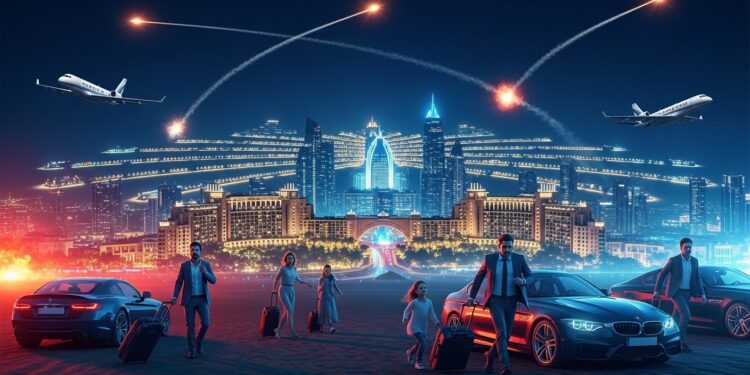 Dubaï : Les Ultra-Riches Fuient les Missiles Iraniens - Viral Mag À Dubaï les grandes fortunes dépensent des centaines de milliers de dollars pour échapper aux frappes iraniennes Jets privés routes désertiques exode massif le paradis fiscal tremble sous les missiles Viral Mag