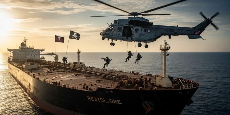 La marine française intercepte un nouveau tanker de la flotte fantôme russe en Méditerranée renforçant la traque des navires contournant les sanctions Emmanuel Macron réaffirme le soutien indéfectible à lUkraine face à cette violation du droit maritime   Viral Mag