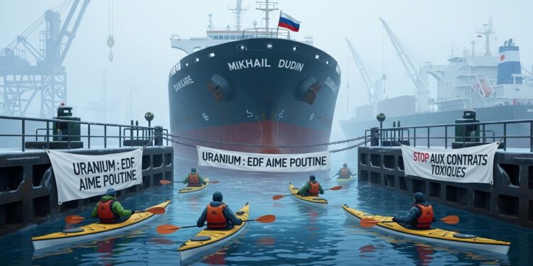 Greenpeace bloque un cargo suspecté de transporter de luranium russe au port de Dunkerque Dénonciation des contrats nucléaires France Russie malgré la guerre en Ukraine   Viral Mag