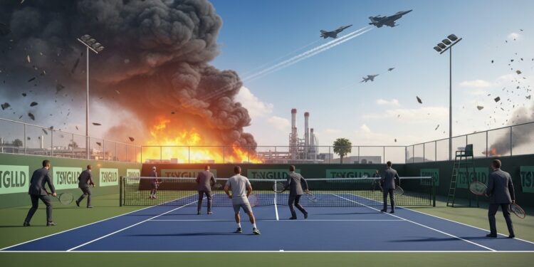 Guerre au Moyen-Orient : Tennis Interrompu aux Émirats - Viral Mag Tournoi de tennis Challenger à Fujairah stoppé net par des frappes sur des sites pétroliers voisins Retour sur une journée marquée par le chaos régional et limpact sur le sport Viral Mag