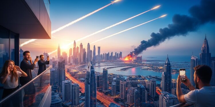Des influenceurs habitués au luxe et au calme de Dubaï filment avec stupeur les missiles iraniens traversant le ciel Choc peur et déconnexion  la bulle éclate en direct sur les réseaux   Viral Mag