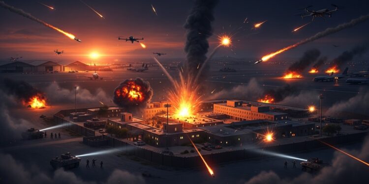 Irak : Huit Attaques Nocturnes Contre Base US À Bagdad - Viral Mag Irak secoué par huit attaques de roquettes et drones sur un centre américain à laéroport de Bagdad au cœur de la guerre régionale impliquant lIran Détails et contexte Viral Mag