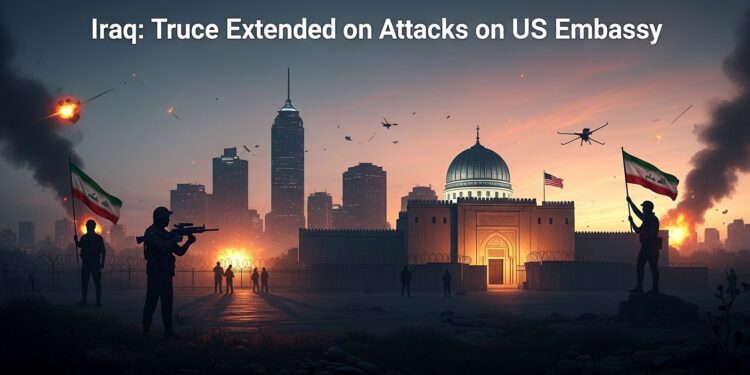 Irak: Prolongation Trêve Attaques Ambassade Américaine - Viral Mag Les Brigades du Hezbollah groupe pro Iran prolongent de cinq jours leur suspension dattaques contre lambassade US à Bagdad malgré des frappes récentes et un contexte de guerre régionale explosive Viral Mag