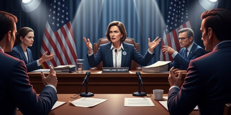 Kristi Noem au Congrès : Polémique sur la Politique Anti-Immigration - Viral Mag La ministre Kristi Noem défend sa politique dexpulsions massives face aux critiques démocrates au Congrès Accusations de brutalité absence de morale et chaos dans les villes découvrez les échanges tendus Viral Mag