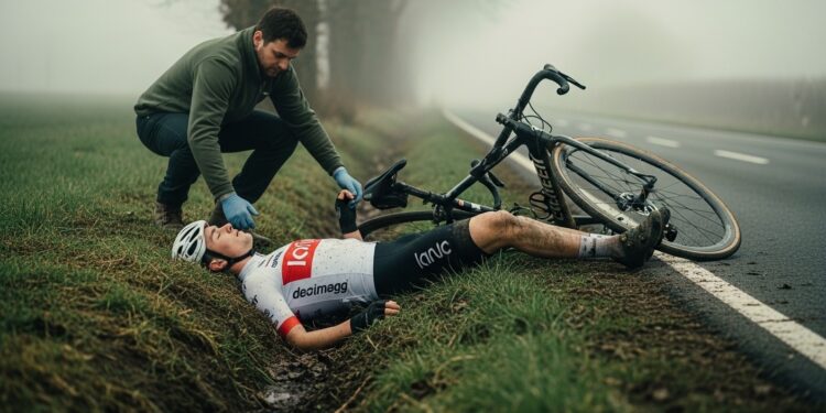 Le jeune coureur belge Leander Van Hautegem a été retrouvé dans un fossé après une lourde chute à lentraînement Commotion pneumothorax et côtes fêlées  un accident qui rappelle les dangers du cyclisme professionnel   Viral Mag