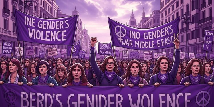 Des milliers de personnes ont manifesté en Espagne le 8 mars pour légalité femmes hommes contre les violences sexistes et la guerre au Moyen Orient Découvrez les slogans témoignages et positions politiques marquantes   Viral Mag