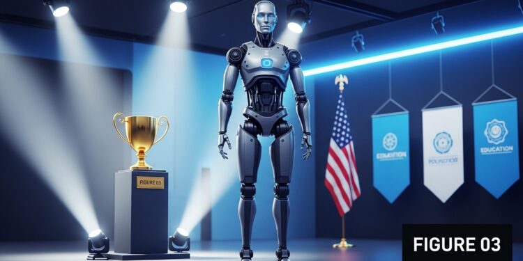 La Première dame Melania Trump a surpris tous les invités en arrivant accompagnée dun robot humanoïde Figure 03 lors dun sommet sur léducation et lIA Un moment historique qui met en lumière lavenir de la technologie pour les enfants   Viral Mag