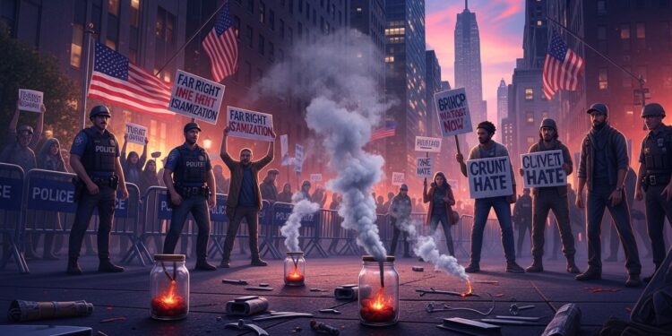 À New York une manifestation anti islam dégénère avec des engins incendiaires lancés près de la résidence du maire musulman Enquête antiterroriste ouverte arrestations immédiates Détails sur cet incident tendu   Viral Mag