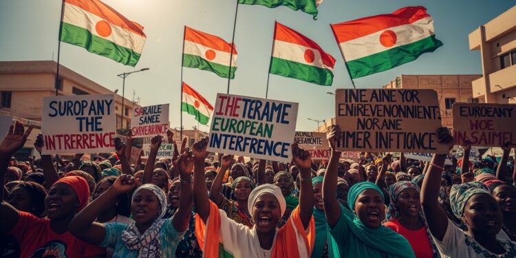 Niger : Manifestation Massive Contre la Résolution Européenne sur Bazoum - Viral Mag À Niamey un millier de personnes surtout des femmes ont protesté contre la résolution du Parlement européen réclamant la libération immédiate de Mohamed Bazoum dénonçant une ingérence étrangère Viral Mag