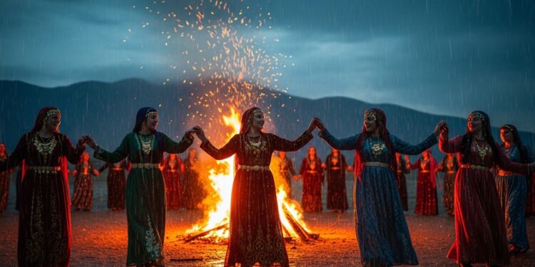 Norouz au Kurdistan Irakien Malgré la Guerre - Viral Mag Dans le Kurdistan irakien exilés kurdes iraniens célèbrent Norouz malgré pluies et conflit régional Symbole de résilience et despoir de retour au pays natal Viral Mag