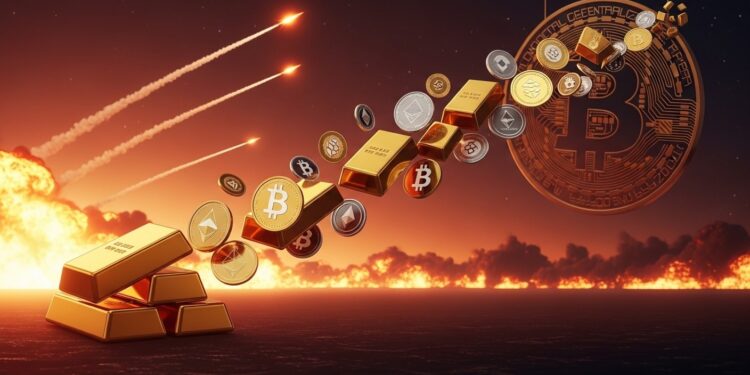 Alors que les missiles volent au Moyen Orient les tokens or PAXG et XAUT bondissent vers 5400 $ tandis que Bitcoin stagne autour de 66 000 $ Décryptage du refuge sûr on chain en pleine crise géopolitique   Viral Mag