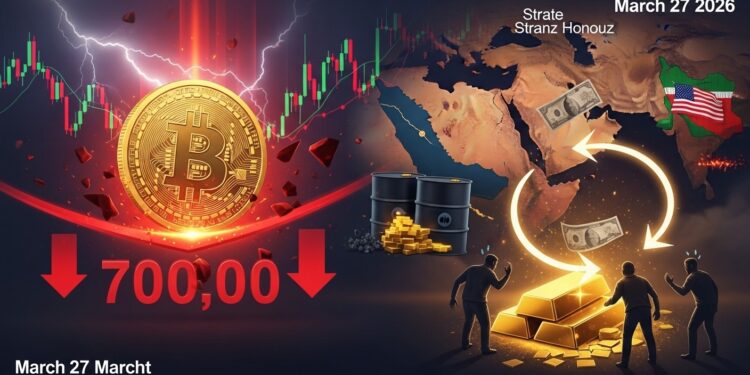Pourquoi le Marché Crypto Chute Aujourd’hui : Tensions au Moyen-Orient - Viral Mag Le marché des cryptomonnaies recule ce 27 mars face aux tensions USA Iran Bitcoin perd le seuil des 70 000 dollars les liquidations explosent et lor attire les capitaux Analyse des causes et conséquences Viral Mag