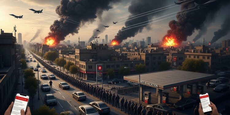 Téhéran en Panique : Évacuation Urgente Appelée - Viral Mag À Téhéran explosions et fumée envahissent la capitale après des frappes conjointes Les autorités appellent les habitants à quitter la ville dans le calme face à lescalade Viral Mag