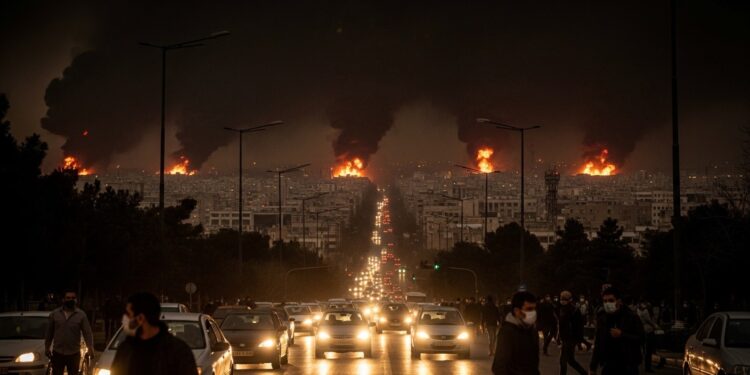Plongée dans lobscurité en plein jour à Téhéran  des dépôts pétroliers en feu après des frappes créent une atmosphère apocalyptique avec fumée toxique rationnement dessence et peur grandissante   Viral Mag