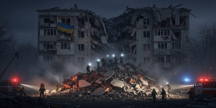 Une nuit de terreur en Ukraine  missile russe pulvérise immeuble à Kharkiv au moins dix morts dont enfants 29 missiles et 480 drones lancés Bilan tragique et escalade continue des frappes   Viral Mag