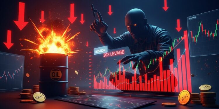 Un trader crypto ouvre un short 20x sur le pétrole via Hyperliquid misant sur une correction après la flambée liée aux tensions géopolitiques Impact macro sur Bitcoin et marchés risqués   Viral Mag