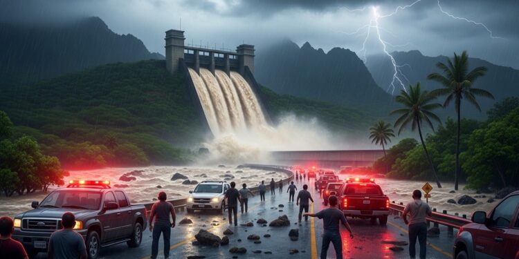 Urgence à Hawaï : Barrage Wahiawa Menace de Rupture - Viral Mag Sur lîle dOahu le barrage de Wahiawa risque de céder après des pluies torrentielles forçant lévacuation immédiate de 5500 personnes Alertes maximales et sauvetages en cours face à un danger imminent Viral Mag