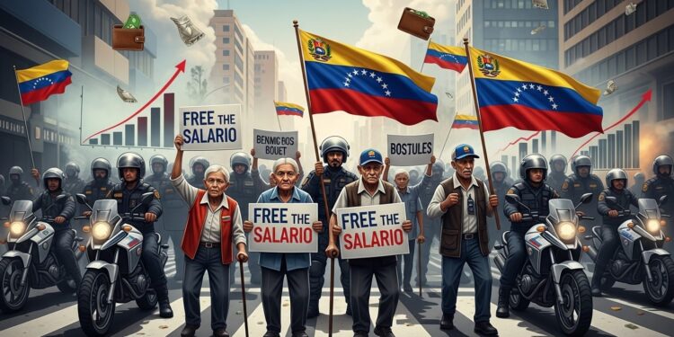 À Caracas des centaines de travailleurs et retraités manifestent pour exiger des hausses de salaires et pensions gelés depuis des années malgré une inflation dévastatrice Dans un pays en pleine transition après lintervention américaine la frustration monte   Viral Mag