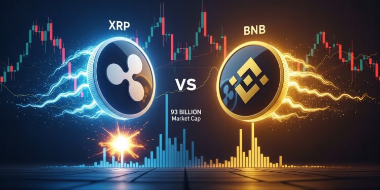 XRP a brièvement surpassé BNB avec un market cap de 93 milliards grâce à un volume explosif mais BNB reprend la main grâce à son utilisation réelle massive Analyse complète du duel crypto   Viral Mag
